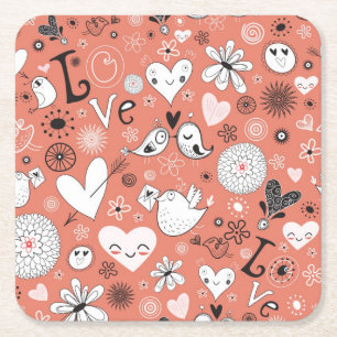 Love birdsmönster underlägg papper kvadrat
