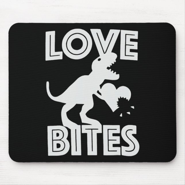 Love Bites Dinosaur Alla hjärtans dag  Musmatta (Framsidan)