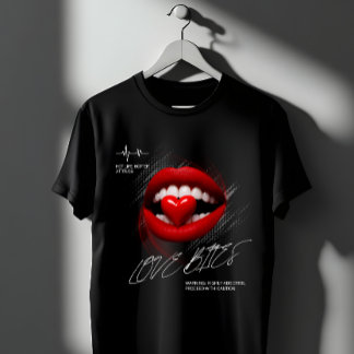 Love Bites Red Lips Heart Attitude Graphic T Shirt