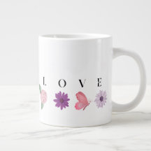 LOVE Blommig Fjärilsmugg – Romantiskt Present till