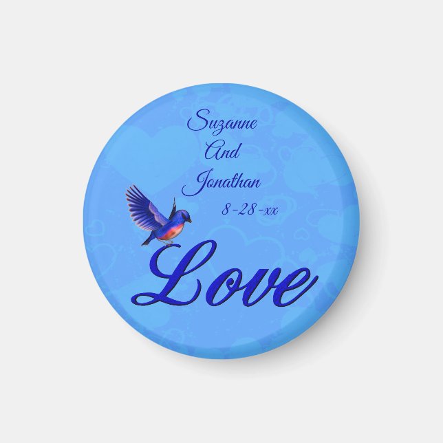 Love Bluebird Personlig Bröllopspresent  Magnet (Framsidan)