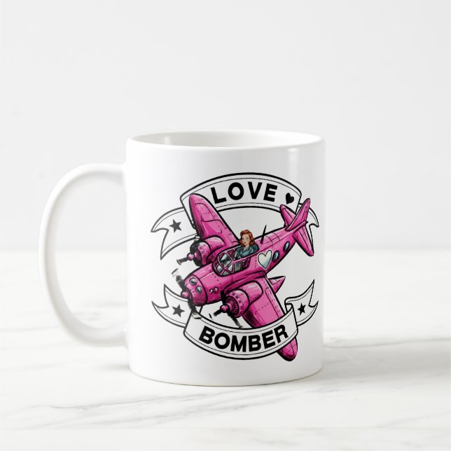 Love Bomber Pilot Pink Kaffemugg (Vänster)