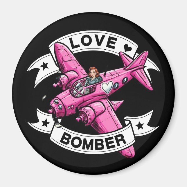 Love Bomber Pilot Pink Magnet (Framsidan)