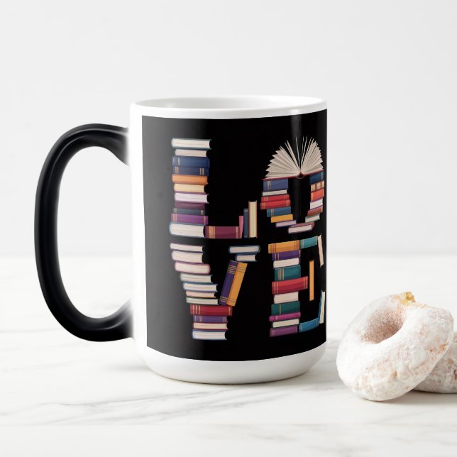 Love Books Black Morphing Mug Magisk Mugg (Med munk)