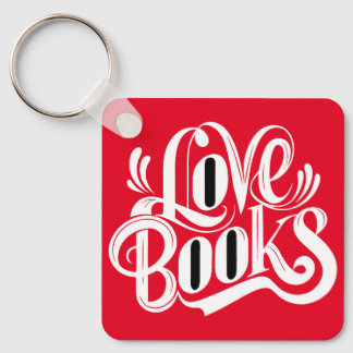 Love Books Calligraphy Design Nyckelring