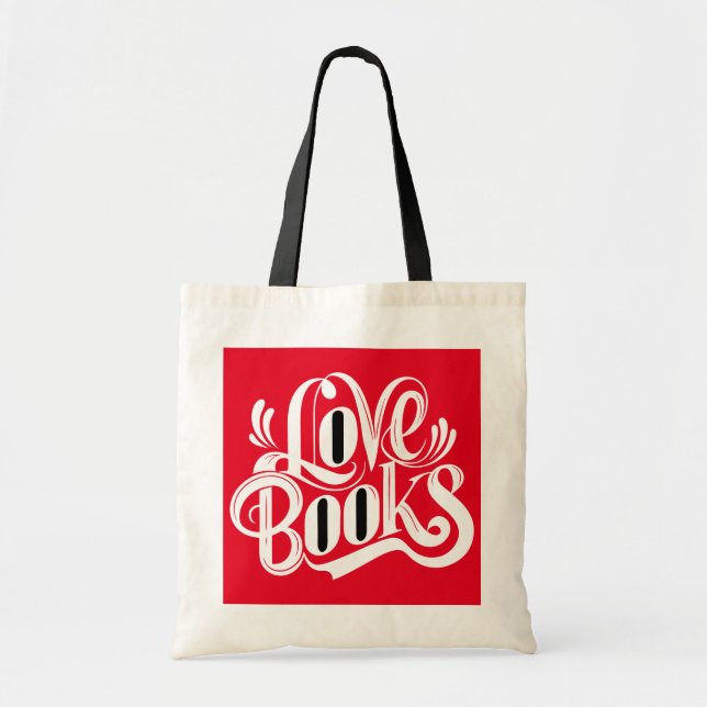 Love Books Calligraphy Design Tygkasse (Framsidan)