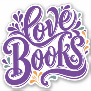 Love Books Calligraphy Heart Design Klistermärken