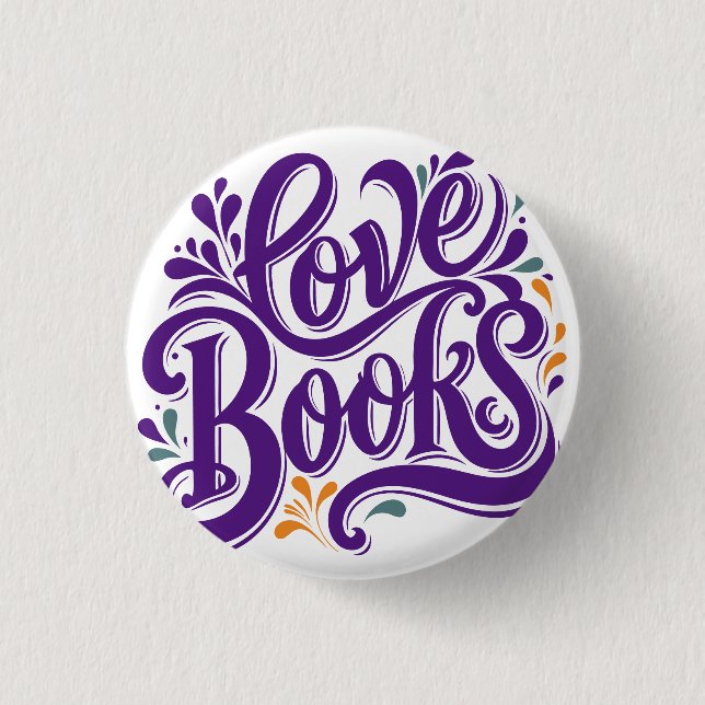 Love Books Calligraphy Heart Design Knapp (Framsida)