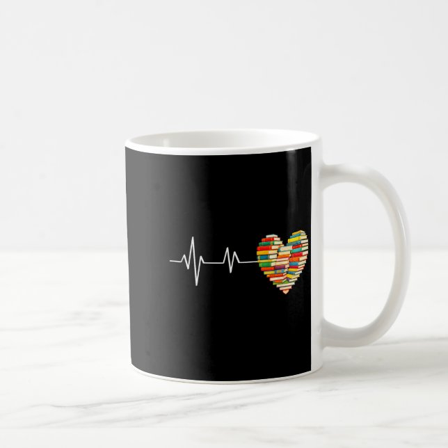 Love Books Heartbeat Heart Book Lover Books Readin Kaffemugg (Höger)