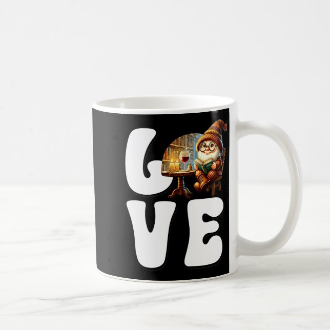 Love Books Teacher Gnome Graphic For Women And Win Kaffemugg (Höger)