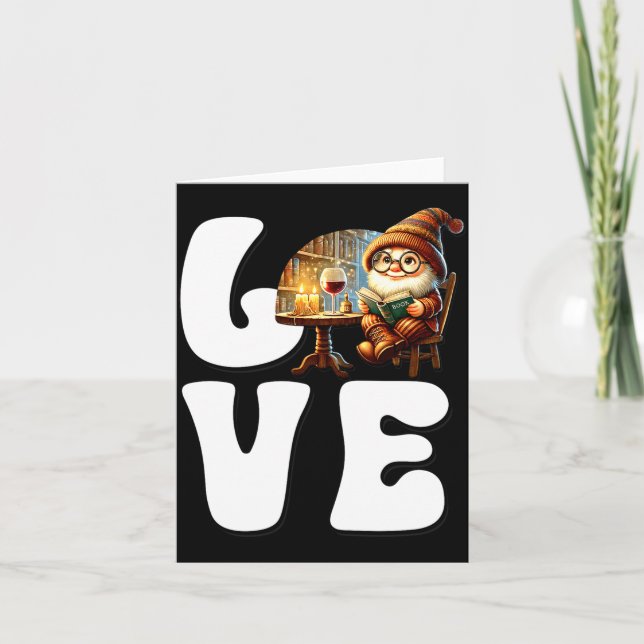 Love Books Teacher Gnome Graphic For Women And Win Kort (Framsida)