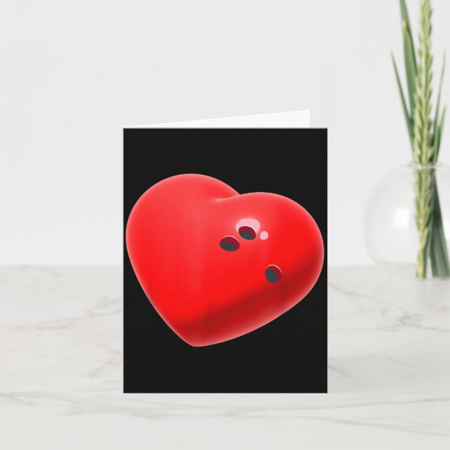 Love Bowling Ball Hearts Bowling Lover Valentine's Kort (Framsida)