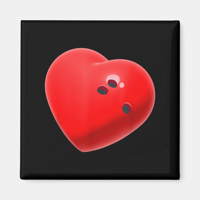 Love Bowling Ball Hearts Bowling Lover Valentine's Magnet (Framsidan)