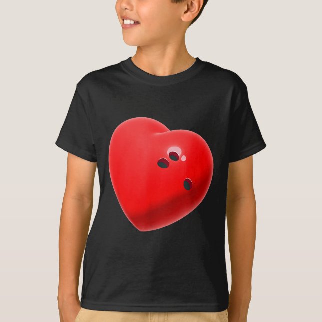 Love Bowling Ball Hearts Bowling Lover Valentine's T Shirt (Framsida)