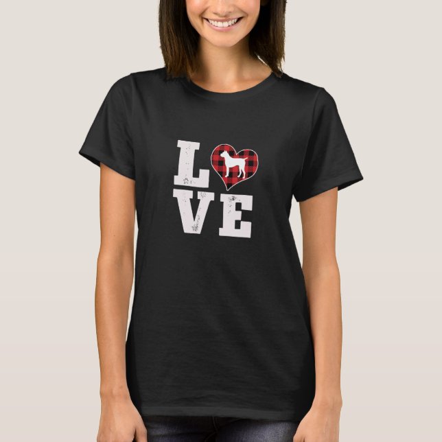 Love Boxer Dog Lover Gifts Dog Buffalo Plaid Valen T Shirt (Framsida)
