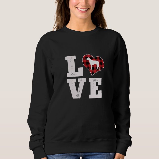 Love Boxer Dog Lover Gifts Dog Buffalo Plaid Valen T Shirt (Framsida)