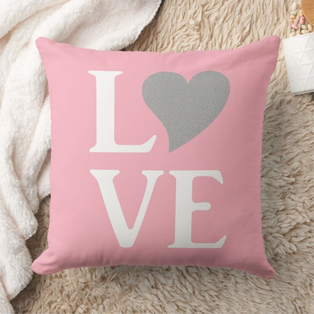Love Bride & Co Rosa & Silver Bröllop Hem Dekorati Kudde (Filt)