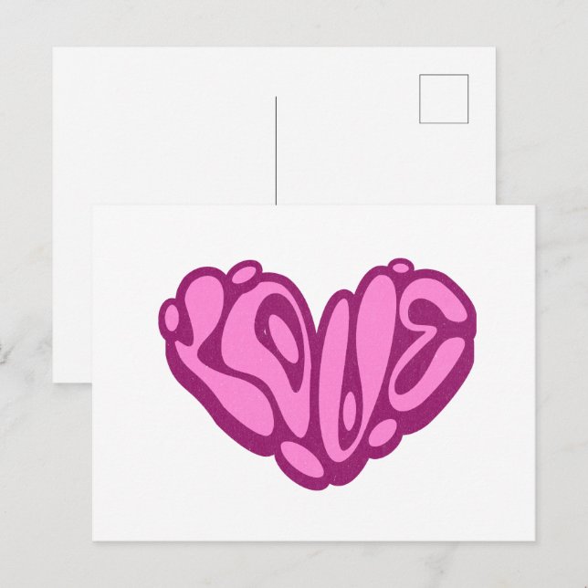 Love Bubble Rosa Hjärtan  Vykort (Fram/baksida)