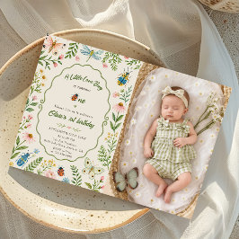 Love Bug 1-års födelsedagsfoto Inbjudningar