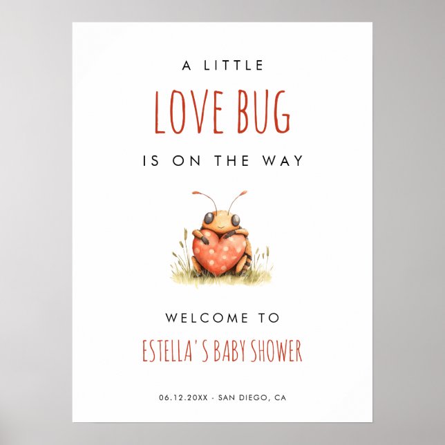 Love Bug Baby Shower Welcome Poster (Framsidan)