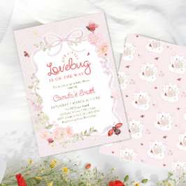 Love Bug Blommig Preppy Flicka Baby Shower Inbjuda Inbjudningar
