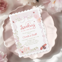 Love Bug Blommig Slöja Flicka Barnkalas Inbjudan