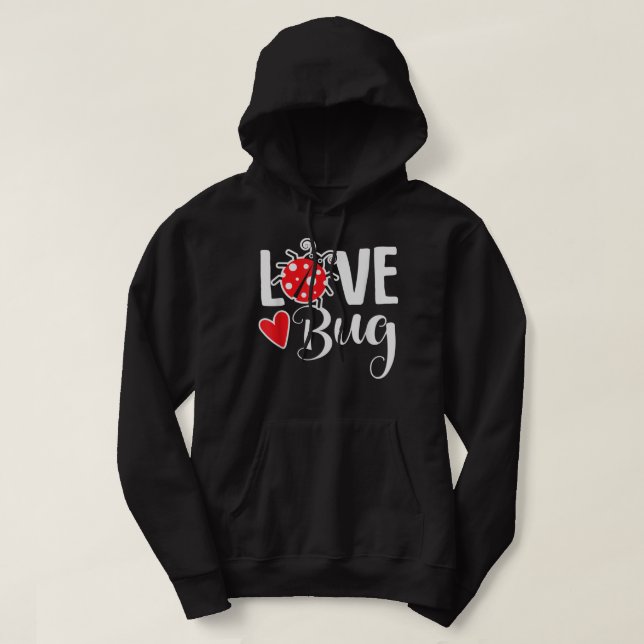 Love Bug Cute Valentine's Day Party Ladybug Hoodie (Design framsida)