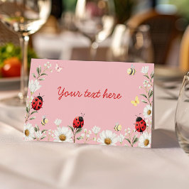 Love Bug Daisy Floral Birthday Party Food Tent Placeringskort