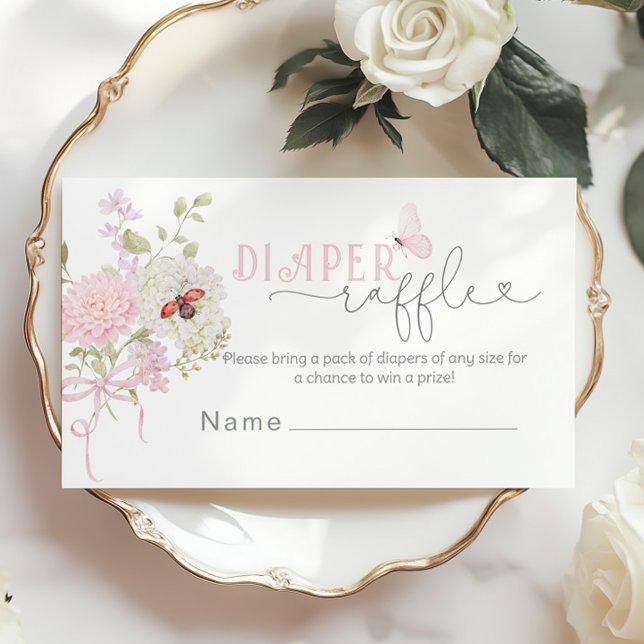 Love Bug Diaper raffle ticket Pink Bow Tilläggskort (Skapare uppladdad)