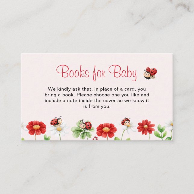 Love Bug Ladybug Baby Shower Blommiga Böcker För B Tilläggskort (Framsida)