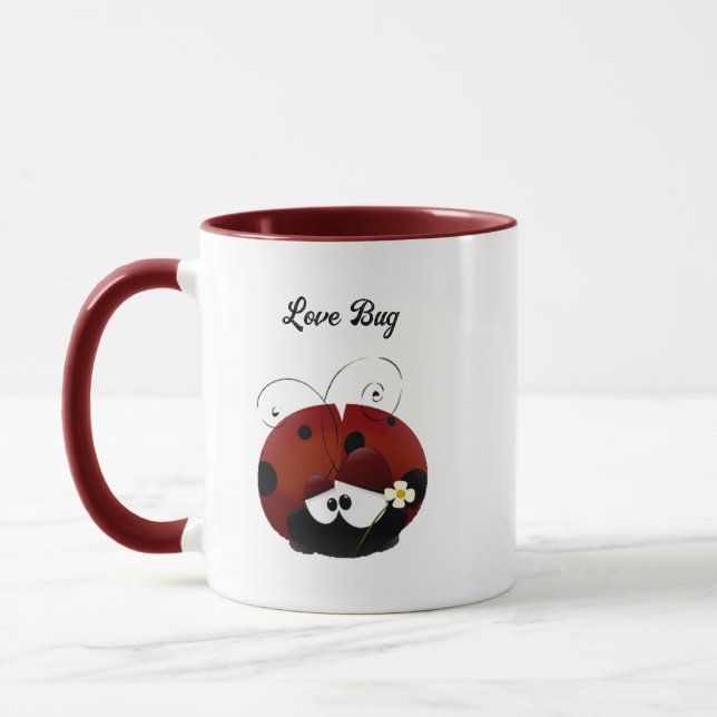 Love Bug Ladybug, Söt Tecknad Valentine Mugg (Vänster)