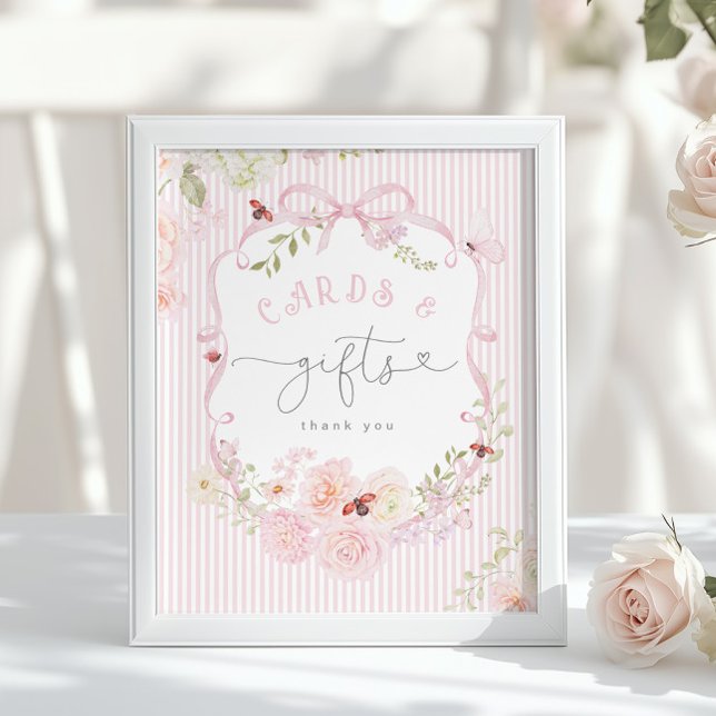 Love Bug Pink Bow Cards and gifts Baby Shower Poster (Skapare uppladdad)