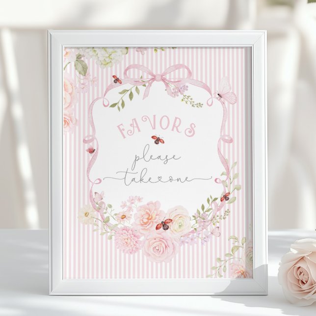 Love Bug Wildflower Favors Baby Shower Pink Poster (Skapare uppladdad)