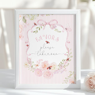 Love Bug Wildflower Favors Baby Shower Rosa Poster