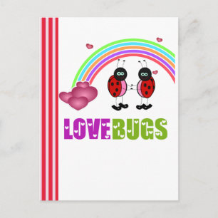 Love bugs Valentine's Day Postcard Helg Vykort