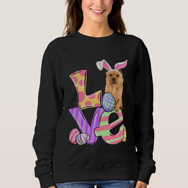 LOVE Bunny Norwich Terrier Dog Easter Eggs Easter  T Shirt (Framsida)