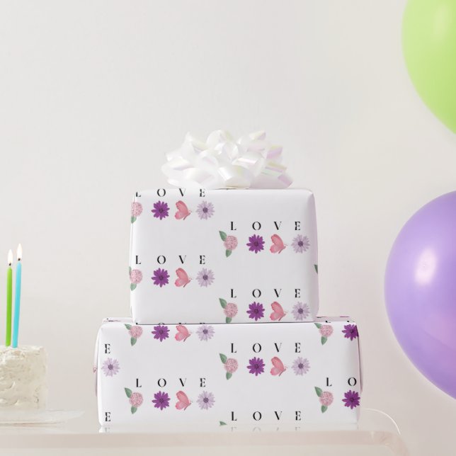 LOVE Butterfly, Romantic Pink Presentpapper (Festgåvor)