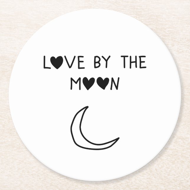 Love By the moon Underlägg Papper Rund (Framsidan)