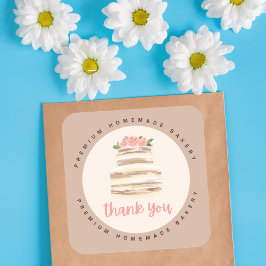 Love Cakes Floral Wedding Cake Sticker Fyrkantigt Klistermärke