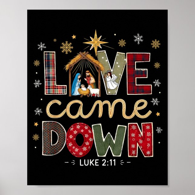 Love Came Down Luke 2_11 Patchwork Christmas Art  Poster (Framsidan)