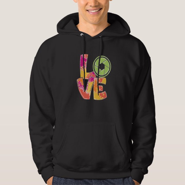 Love Camera Lens Photography Hobby Photographer Pr Hoodie (Framsida)
