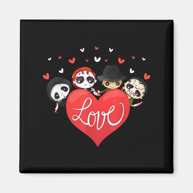 Love Candy Heart Cute Killer Horror Movie Anti Val Magnet (Framsidan)