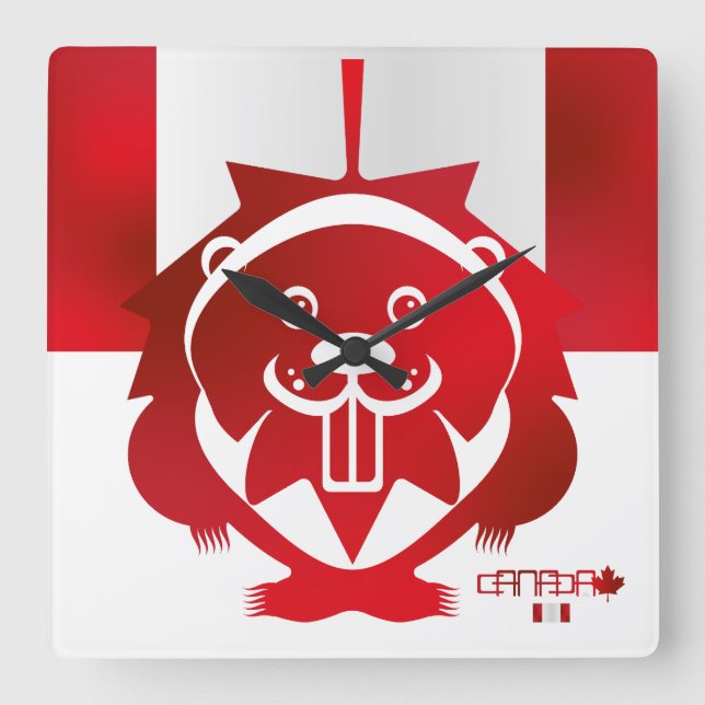  LOVE Castor/ Maple Bandera Canada by Masanse Fyrkantig Klocka (Framsida)