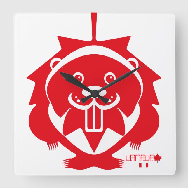  LOVE Castor/ Maple Bandera Canada by Masanser Fyrkantig Klocka (Framsida)