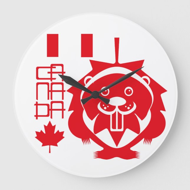  LOVE Castor/ Maple Bandera Canada by Masanser Stor Klocka (Framsida)