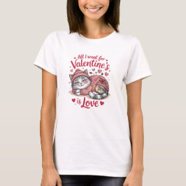 Love Cat Cozy Valentines Day T Shirt
