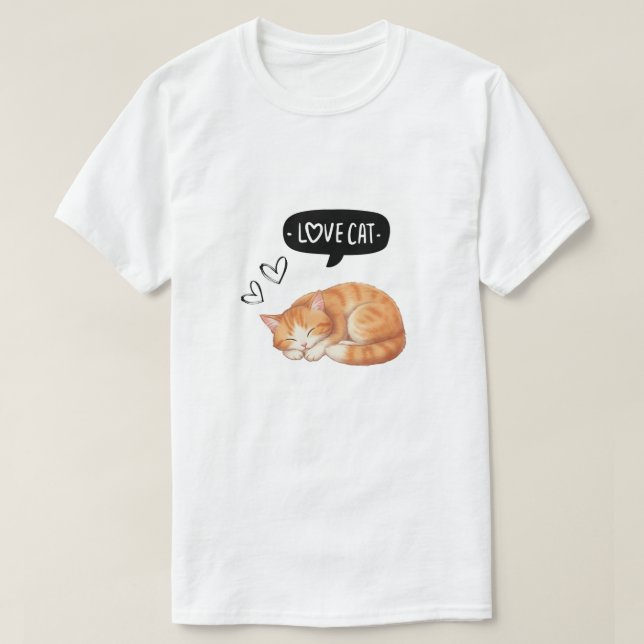 Love Cat Cute Sleeping Kitten Illustration T Shirt (Design framsida)