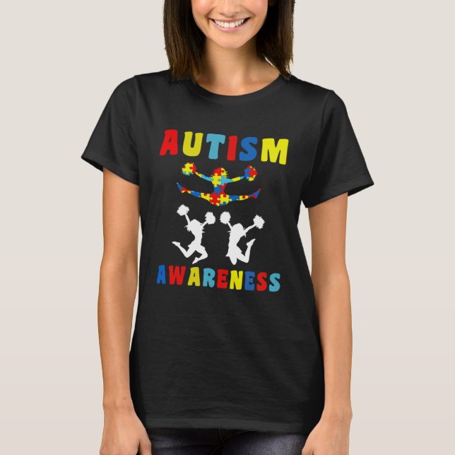 Love Cheerleading Puzzles Autism Awareness Kids Bo T Shirt (Framsida)