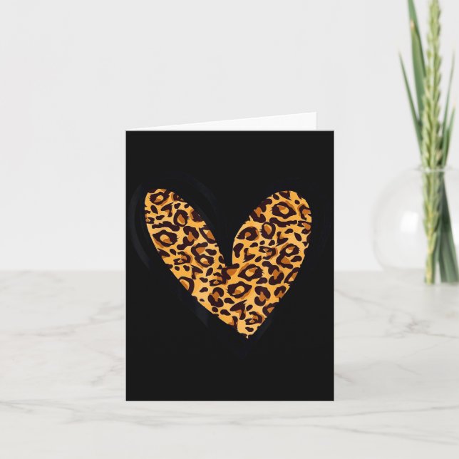 Love Cheetah Leopard Print Heart Valentines Day Gi Kort (Framsida)