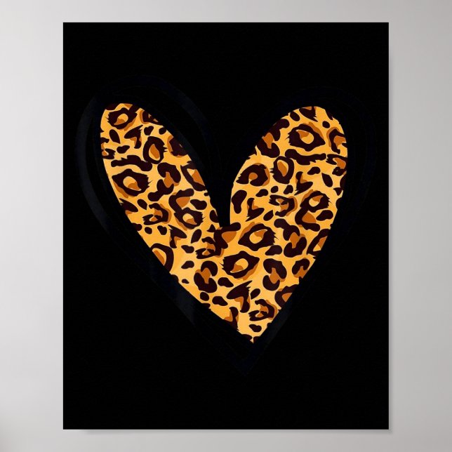 Love Cheetah Leopard Print Heart Valentines Day Gi Poster (Framsidan)